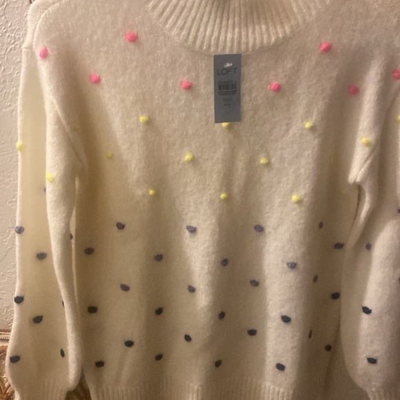 LOFT Candy-colored bobbles dot this cozy mock-neck sweater - Picture 3 of 4